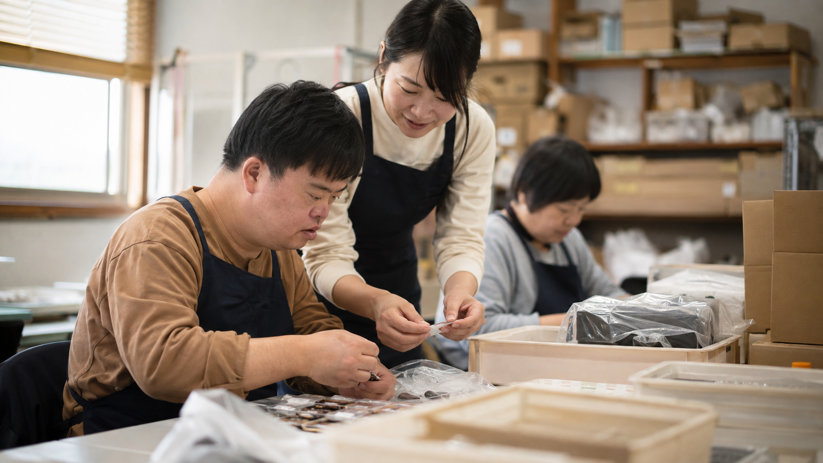 地域企業で仕事に取り組む様子