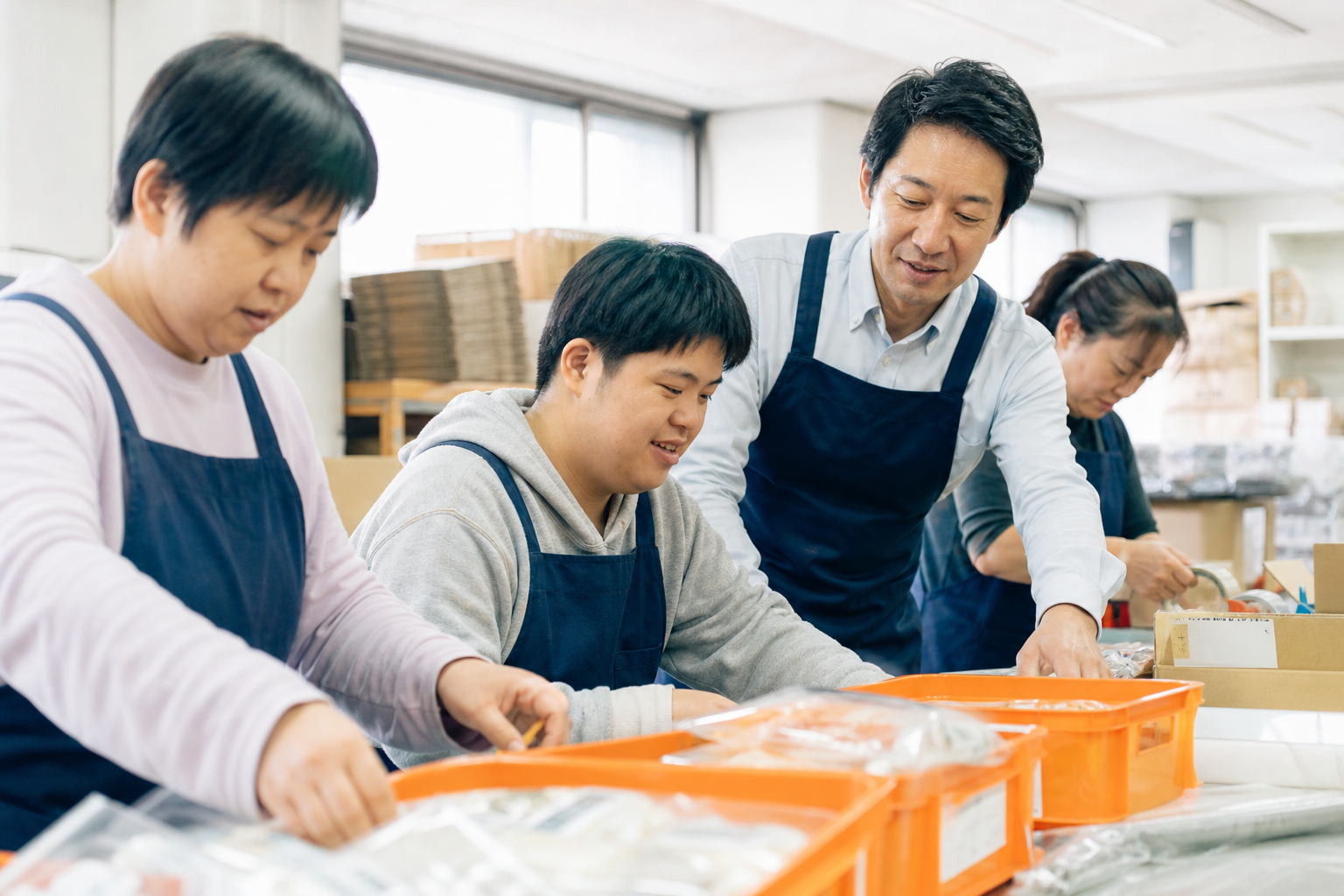 地域企業と連携して仕事に取り組む様子